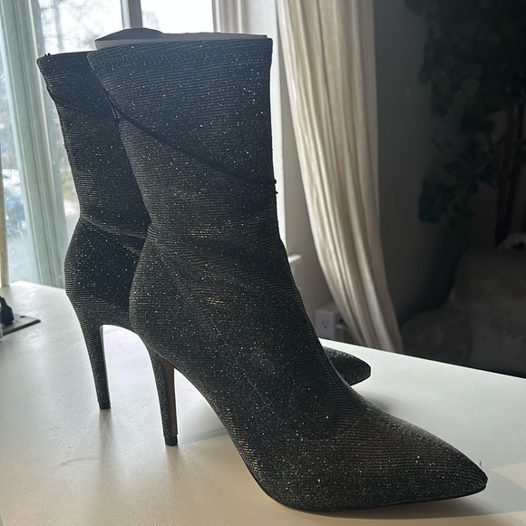 Express Shoes - NWT Express Black Sparkle High Heel Sock Boots